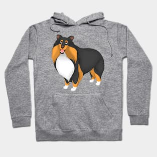 White, Black & Tan Shetland Sheepdog Dog Sheltie Hoodie